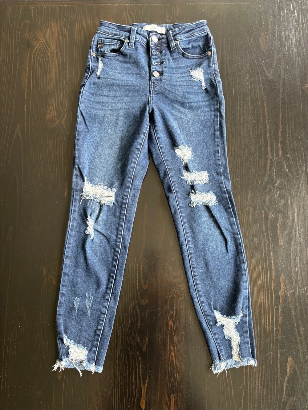 KanCan Dark Blue Distressed High-Rise Skinny Jeans